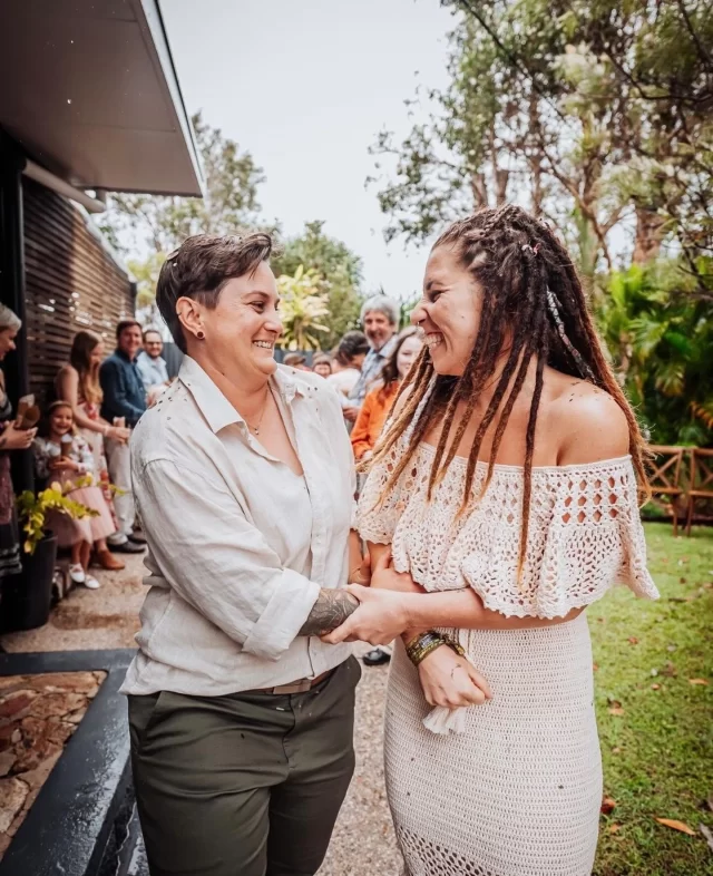 Happy anniversary Claire & Shi. Congratulations on one year of marriage. 
📸 by @katrinaelizabethphotography
#oneyearmarried #firstweddinganniversary❤️ #tincanbaywedding #mrsandmrs #tincanbaycelebrant #cooloolacovecelebrant #rainbowbeachcelebrant